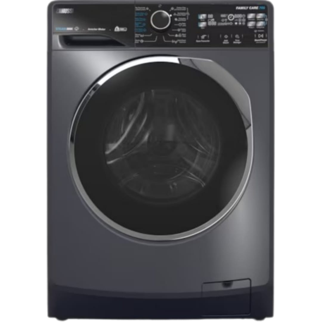 غسالة زانوسي SteamMax اتوماتيك 8 كيلو تحميل امامي رمادي غامق انفرتر موتور