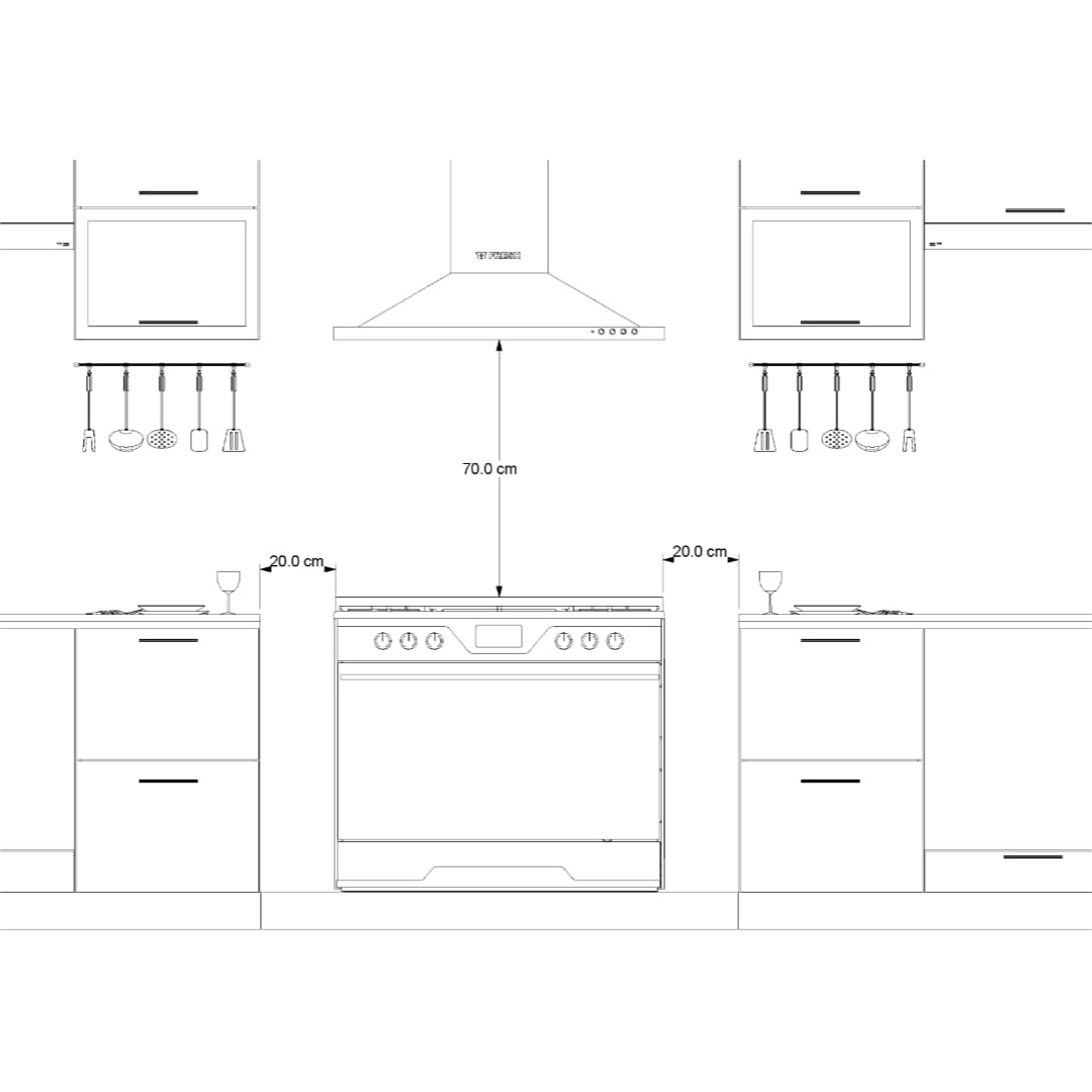 شفاط بلت إن فريش - 60 سم هرمى زجاج بالمدخنة - الصورة 3